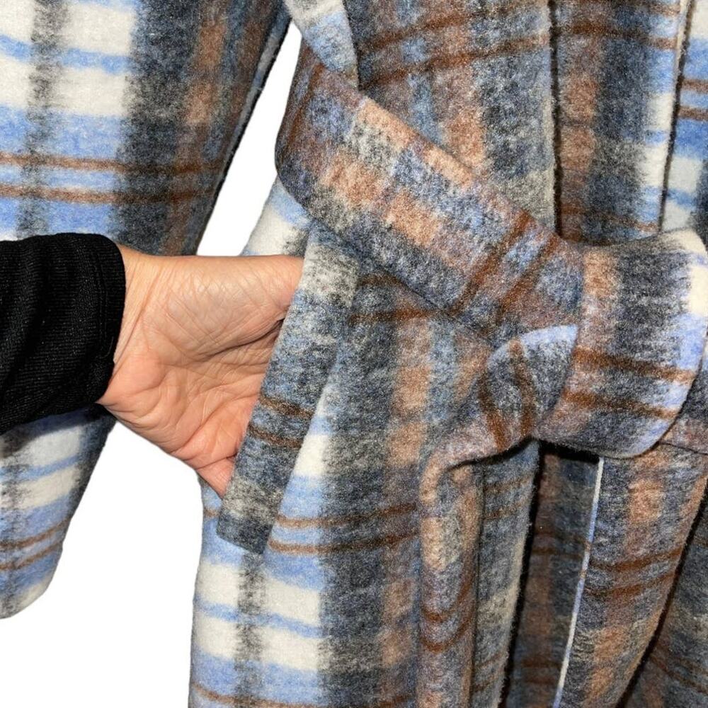 ELOQUII Womens Plus Size Blue Plaid Robe Coat Size 18 20 - Picture 6 of 12